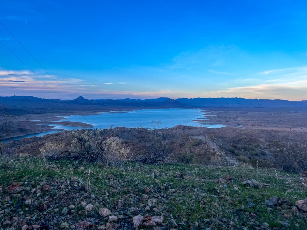 Alamo Lake in Arizona from a high vantage point.
