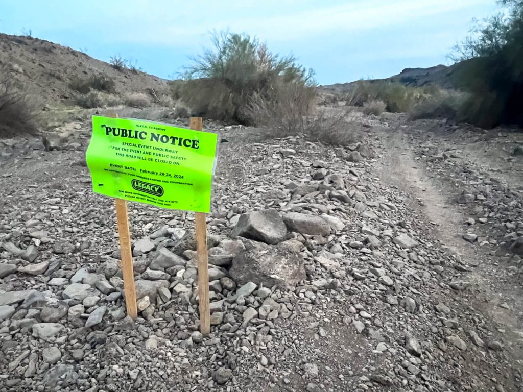 Signs put up on public land about the Parker 250 race in January and February