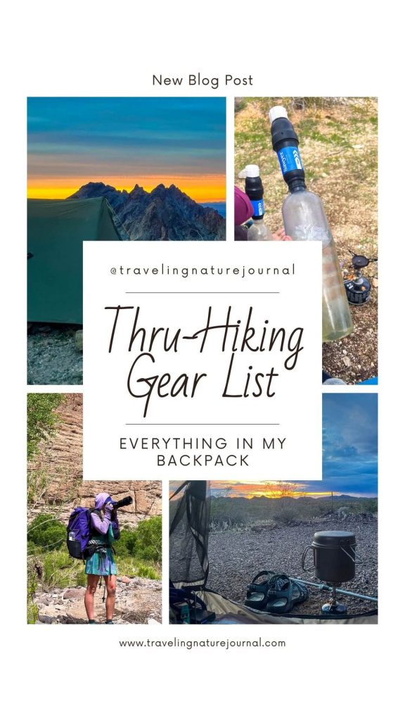 Everything in my backpack on one thru-hiking gear list blog post. You'll read about which tent, backpackpack, water filter, stove and more.