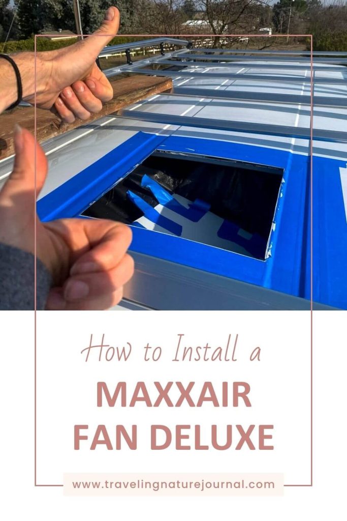 Two thumbs up for the MaxxAir Fan hole in the van's roof!