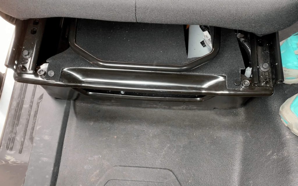 Here you can see the front passenger seat bolts on the Ford Transit.