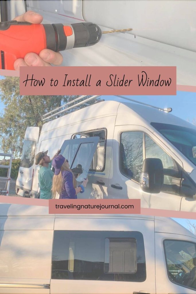 Installing your own van sliding window graphic with a van couple on their DIY van build.