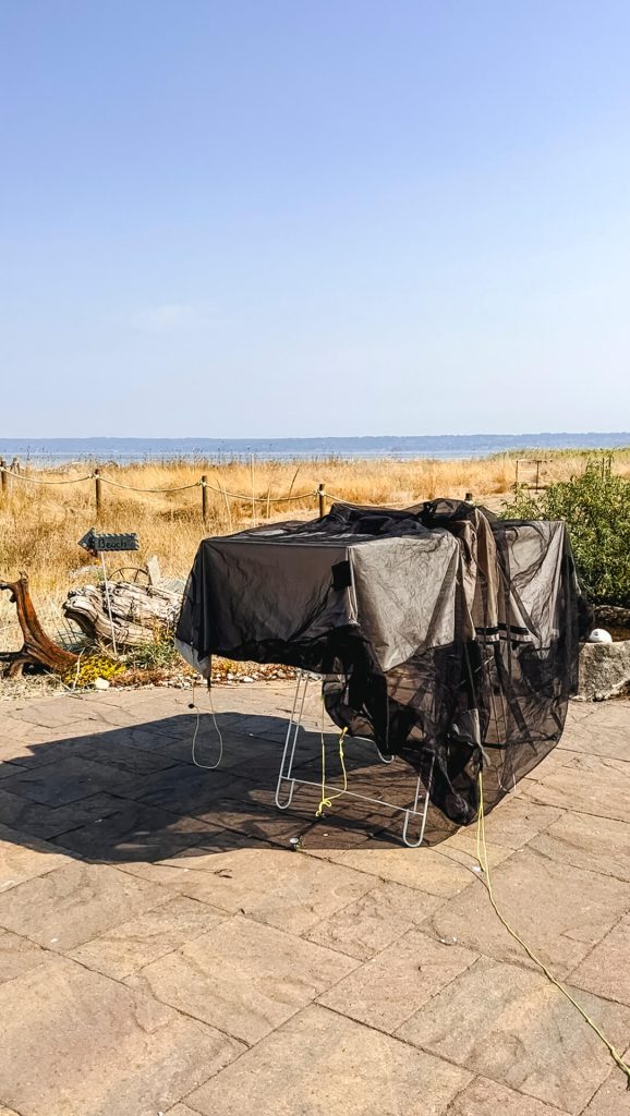Letting the tent dry in the sun.