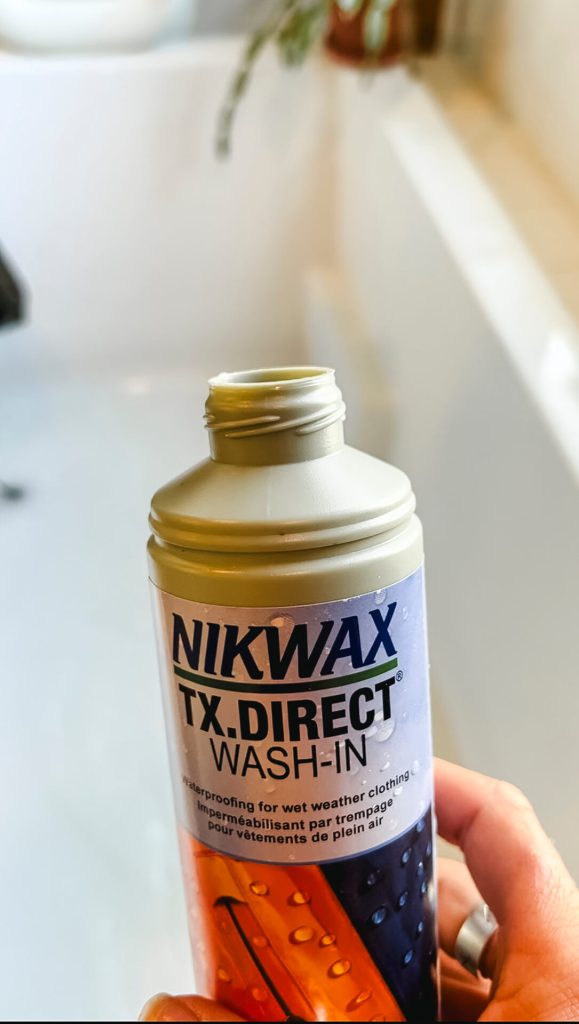 Re-waterproofing a backpack after washing.