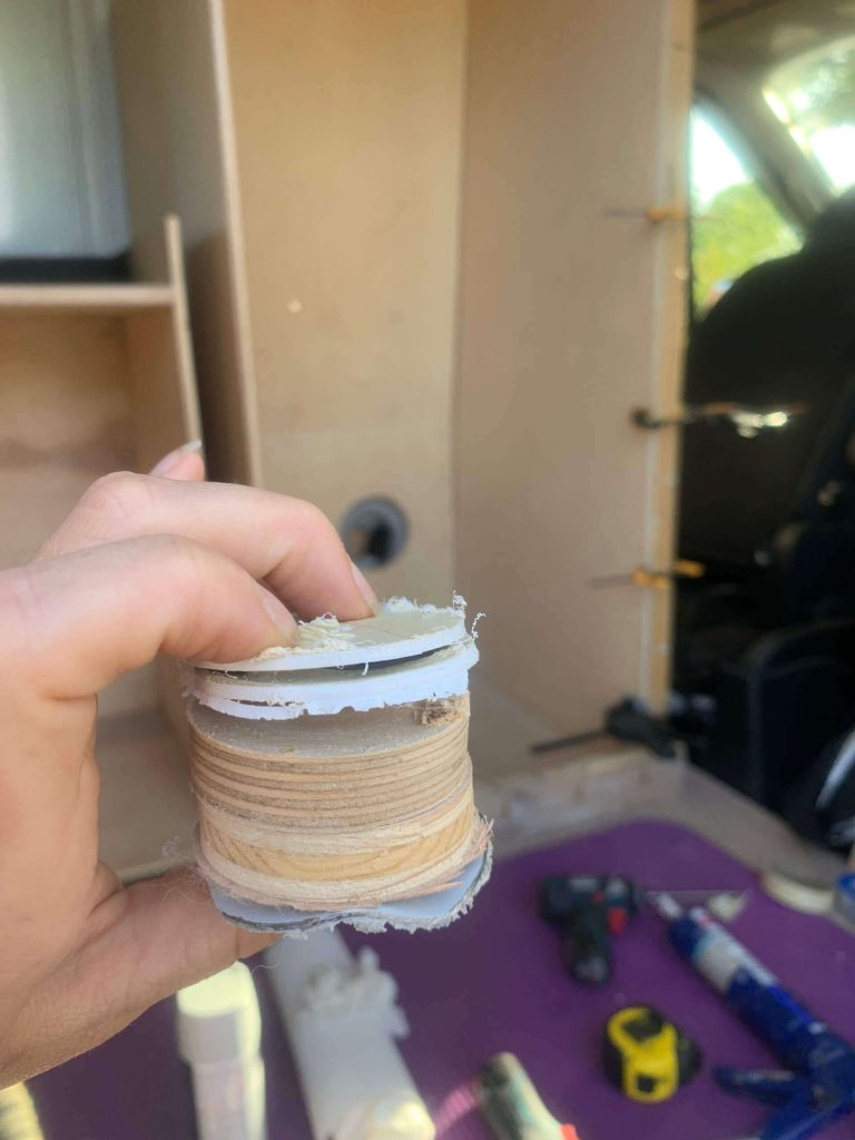 Every layer drilled through for the drain.