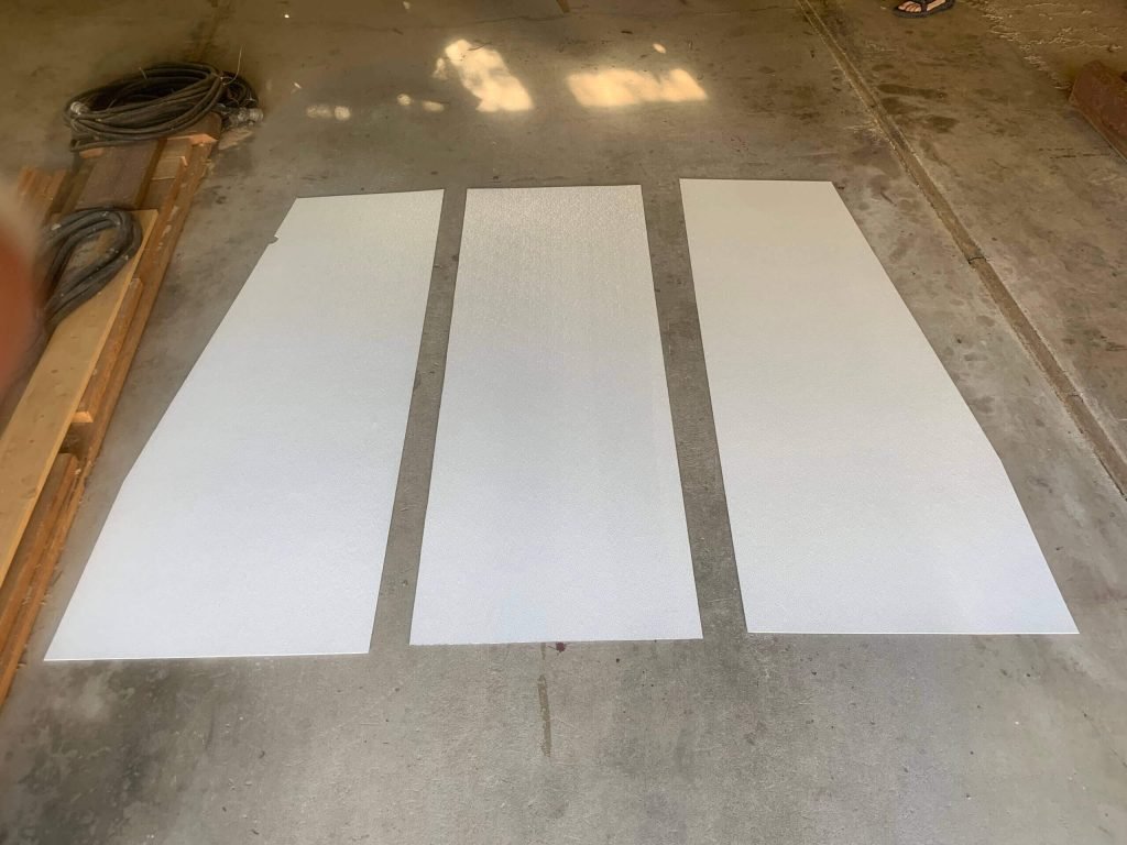 All three of our indoor van shower walls made of FRP board.