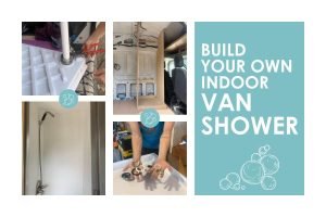 How to build your indoor van shower graphic with four photos of the build process