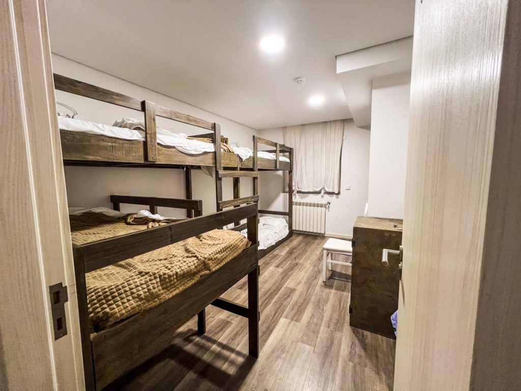 A five-bed room in and albergue.