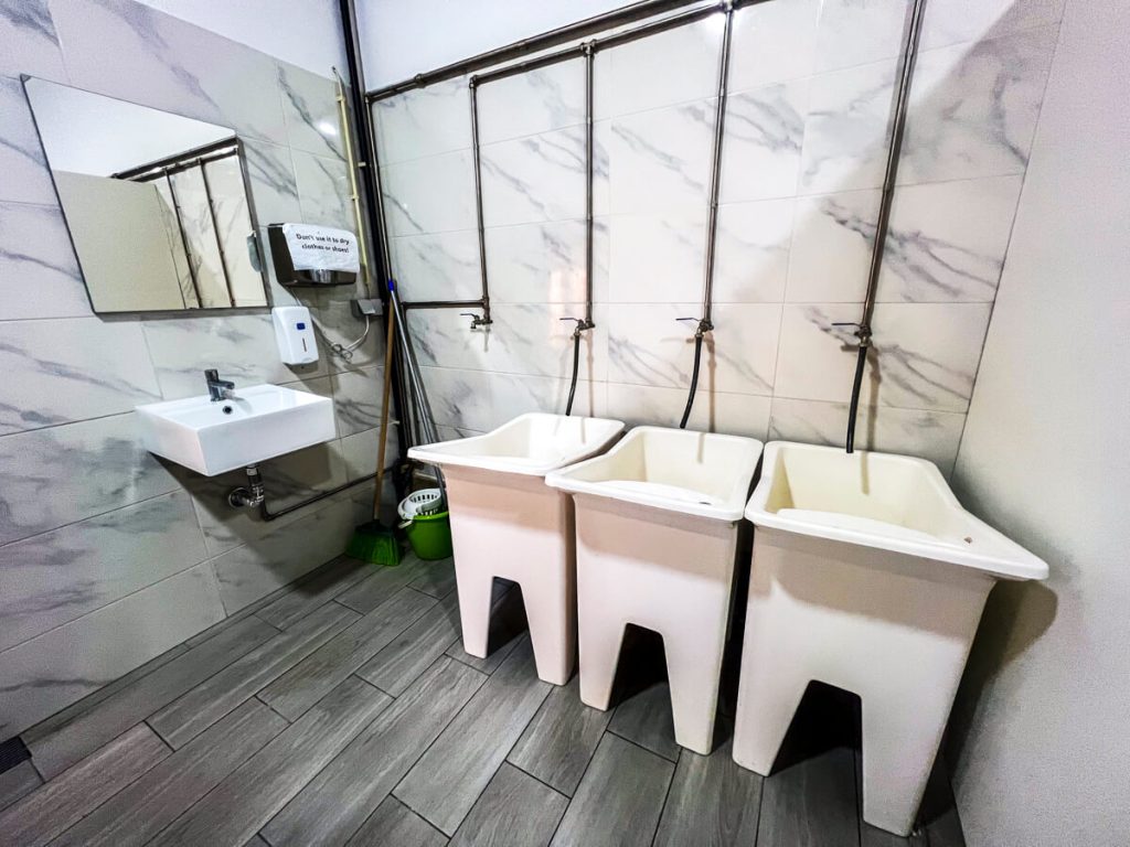 Hand washing station to wash your own clothes.