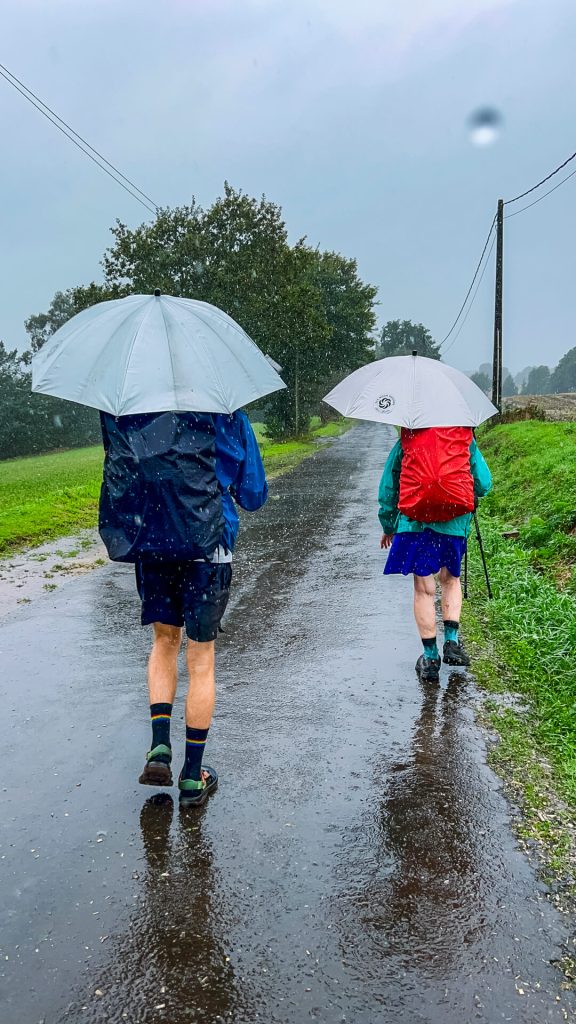 Walking in the rain on the Camino.