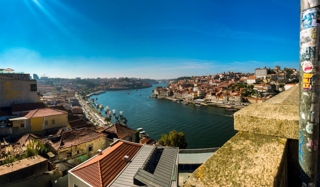 Looking at Porto, Portugal from the large bridge.