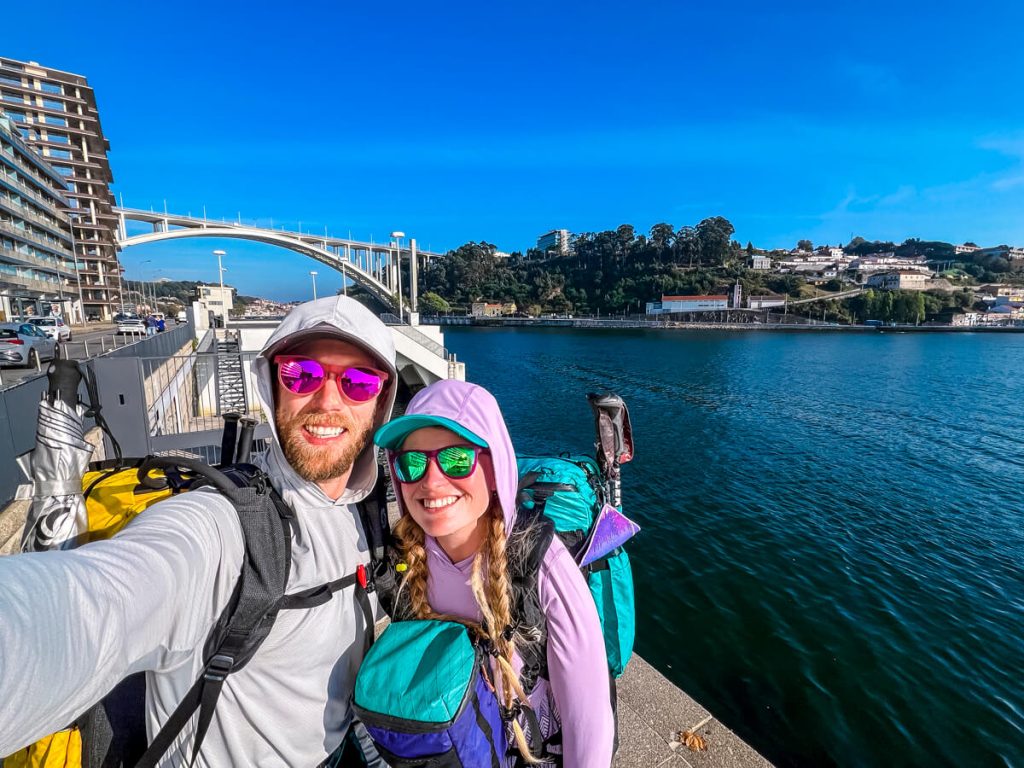 Leaving Porto on the Portuguese Camino coastal route.