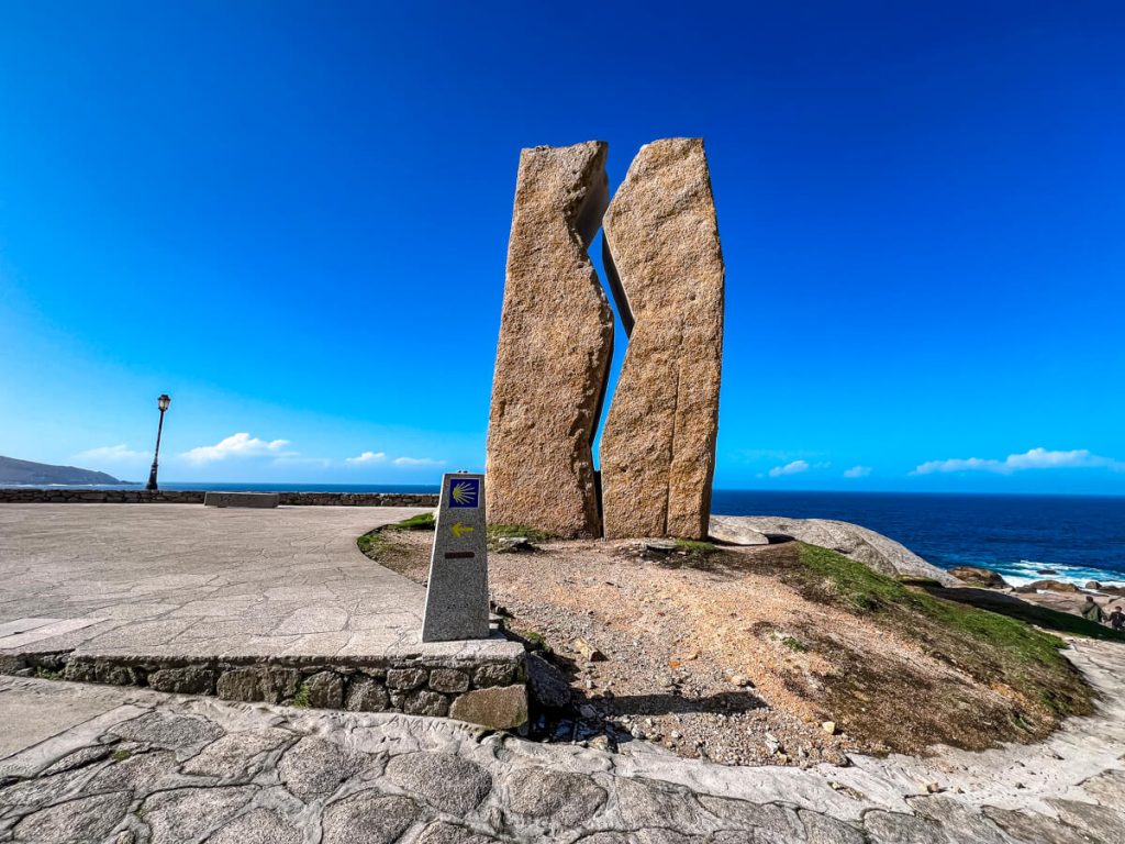 The two monuments in Mux&iacute;a, Spain at the end of the Camino Mux&iacute;a.