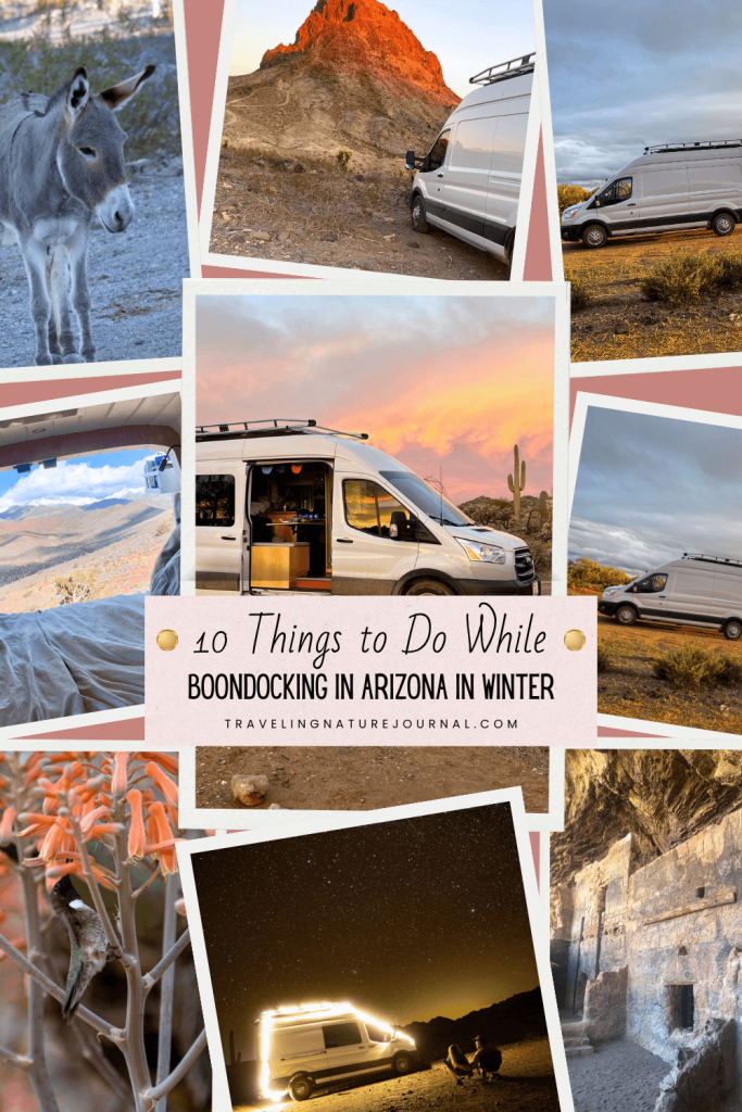 A photo collection of 10 things to do while boondocking in Arizona in Winter.