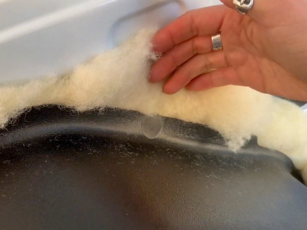 With a small hole in the wool made, the OEM connectors fit right through and connected to the wall.