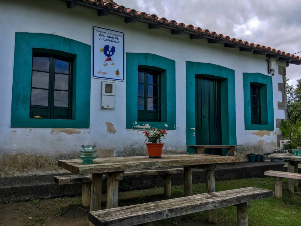 The outside of an albergue toward the beginning of the Camino Primitivo.