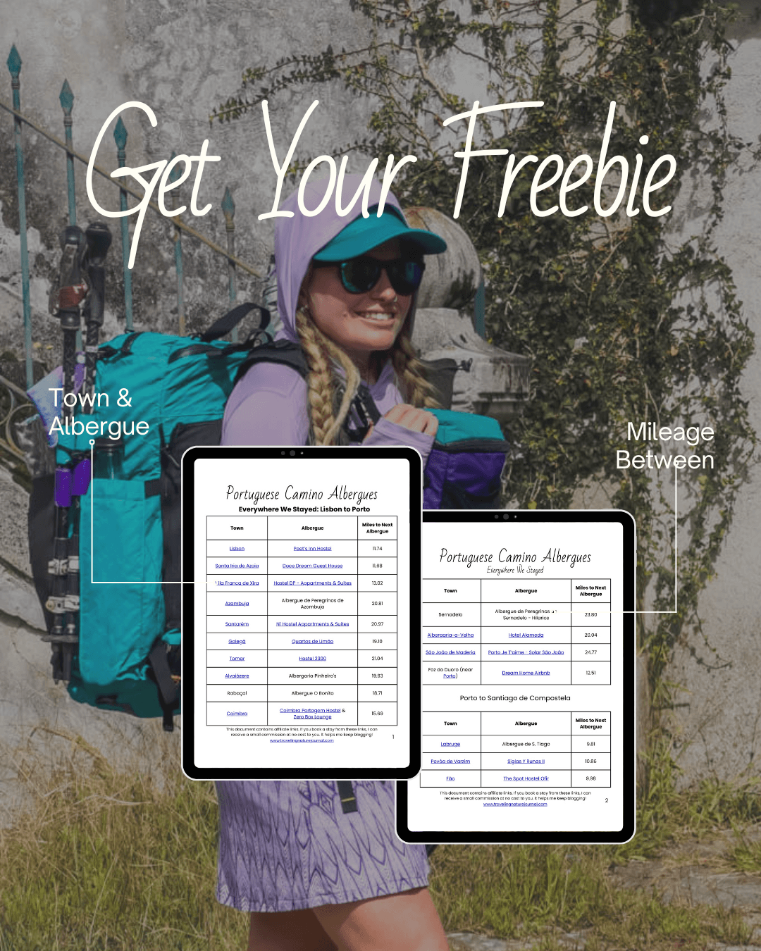 A freebie for a list of everywhere we stayed while hiking the Portuguese Camino.