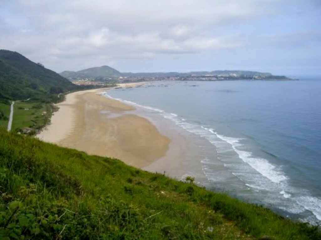 A long beach walking section of the Camino del Norte in Northern Spain.